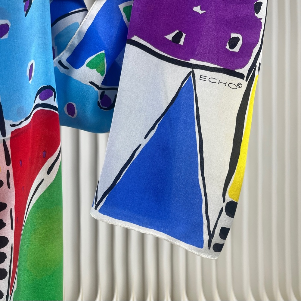 Echo Silk Scarf With Bold Patterns - image 5